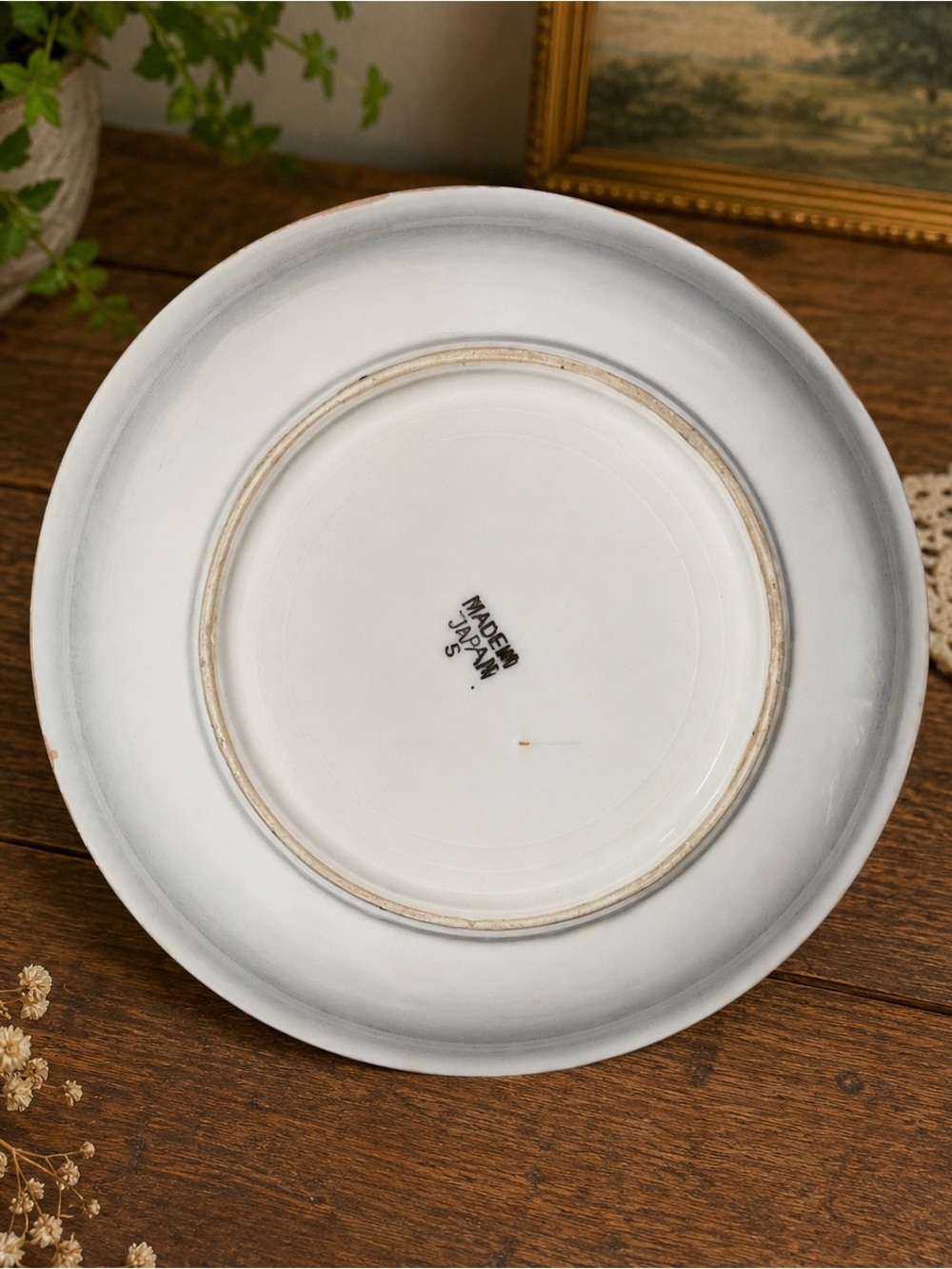 Vintage Japan Lusterware Floral Plate 8” Hand Painted Art Deco Orange - Picture 5 of 6
